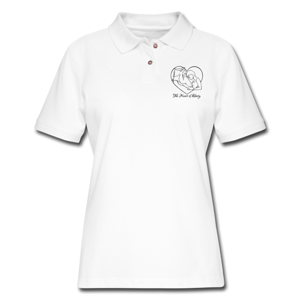 Black Design - Heart of LIberty, Women's Pique Polo Shirt - white