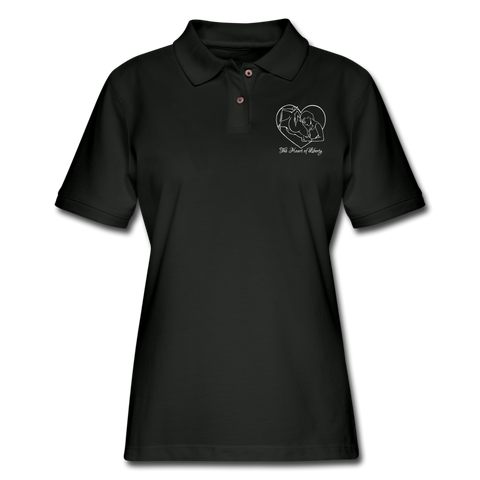 White Design - Heart of Liberty Women's Pique Polo Shirt - black