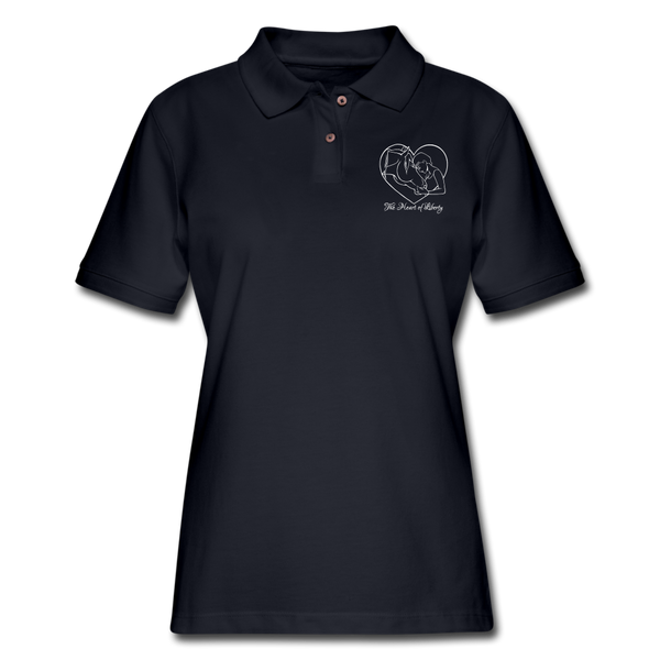 White Design - Heart of Liberty Women's Pique Polo Shirt - midnight navy
