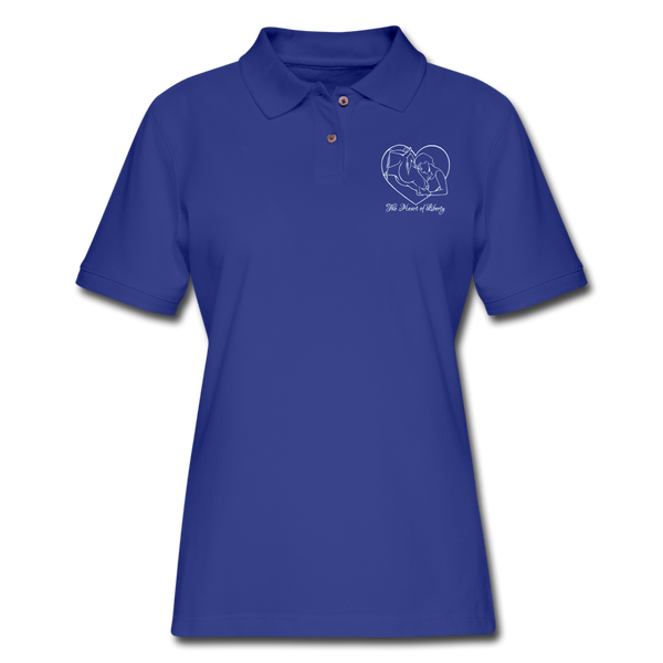 White Design - Heart of Liberty Women's Pique Polo Shirt - royal blue