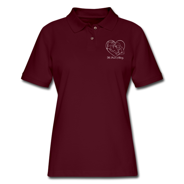 White Design - Heart of Liberty Women's Pique Polo Shirt - burgundy