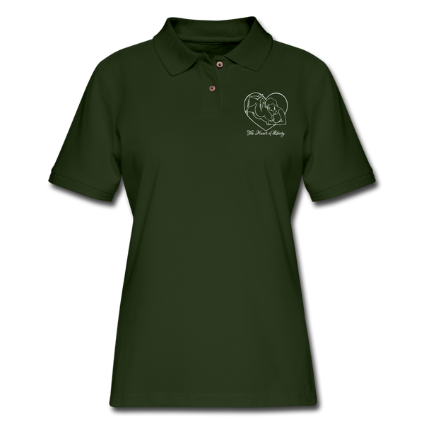 White Design - Heart of Liberty Women's Pique Polo Shirt - forest green